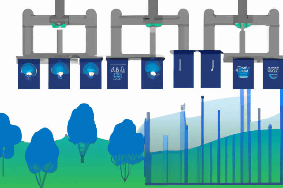 5 connected air quality monitoring stations and a data graph.